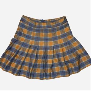 Love Tree Orange & Gray Plaid Pleated Mini Skirt Size Small